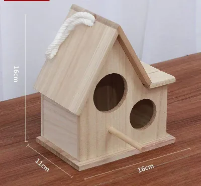 Solid Wood Bird Nest for Parrot & Small Bird Breeding Tiger Skin Peony Nest Outdoor Hanging Birdhouse Warm Hatching Property