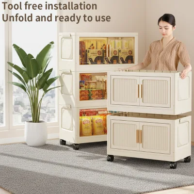 50cm Folding Plastic Storage Cabinet, Lightweight & Large Capacity, Space Saving for Kitchen