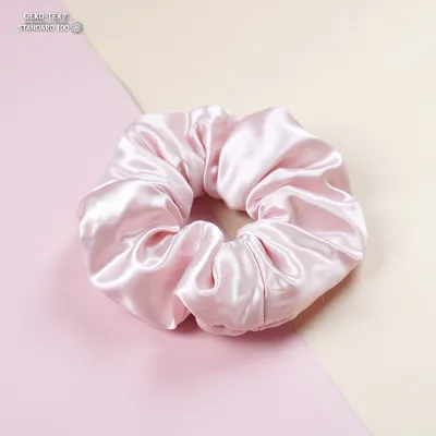 Wholesale Premium Silk Hair Scrunchies with Soft PP Cotton Fill Can Be Customized with Logos Color