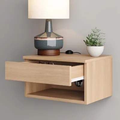 Custom Wooden Furniture Manufacture Floating Modern Nightstand With Drawer for Bedroom Furniture