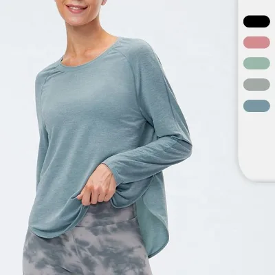 Sport Fitness Wear Loose Womens Streetwear Printed Terry Sweatshirt Regular Sleeve Yoga Top Training Gym Spring for Women