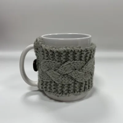 Wholesale Knit Crochet Headbands With Buttons Elastic Knitted Cup Sleeve Custom Coffee Cup Sleeve Knit for Gift