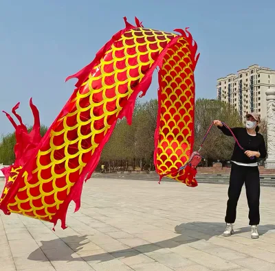 Traditional Chinese Flying Dragon Dance Ribbon Streamer Outdoor Sport Fitness Toy