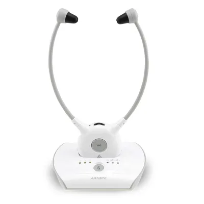Lightweight Chin Style Wireless TV Headphones for Hearing Impaired for Private Listening