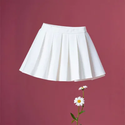 Solid Color Red and White Pleated Skirt for Young Girls Casual Style for Children
