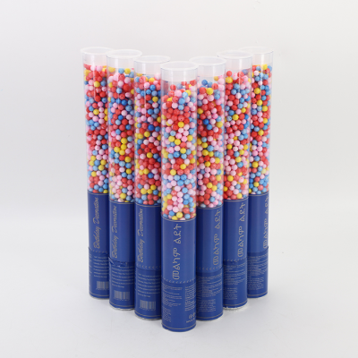 Transparent 60cm Tube with Multicolored Foam Ball Party Cannon for Chinese New Year Halloween Easter Graduation Parties