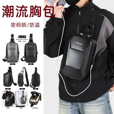 Cross-border Hard-Shell Men's Chest Bag Premium Texture Large Capacity Waterproof Ultra-Lightweight Combination Lock Bag