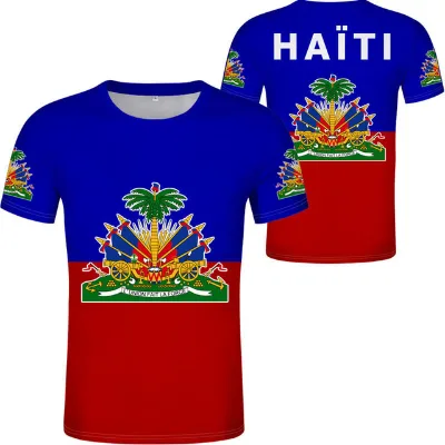High Quality Haiti Flag Online Shop T-shirt Print Haitian Flag Tshirts Polyester Shirts for Men Fashion Luxury Gym Clothes