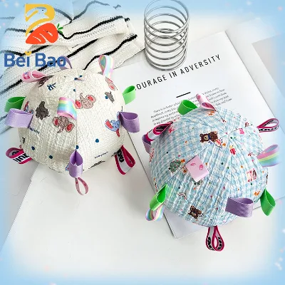 OEM ODM Custom Plushie Manufacturer Pet Sound Bell Ball Stuffed Plush Toy PP Cotton Filled With Colorful Ribbons for Animal