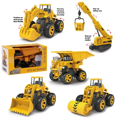 Friction Powered Engineering Truck Toys 5 Styles Excavator Crane Dumper Bulldozer Road Roller