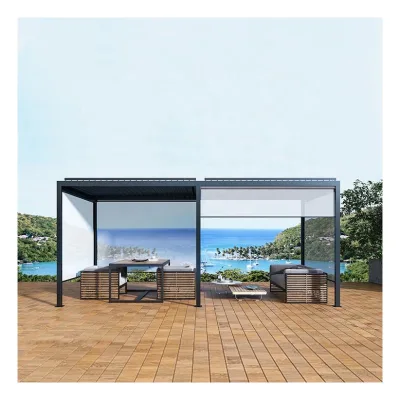Bioclimatic Luxury Aluminum Pergola LED Lights 3x3m 4x3m 6x3m Sizes Available Coated Metal Plastic Frames Arch Arbour Designs