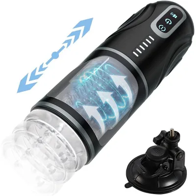 New Arrival USB 7 Speed Automatic Rotation Telescopic Male Masturbation Aircraft Cup with Voice