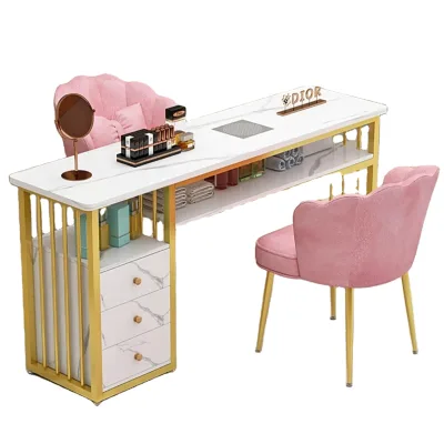 Beauty Salon Furniture Package Nail Bar Desk Manicure Table Luxury Tufted Manicure Tables With Chair