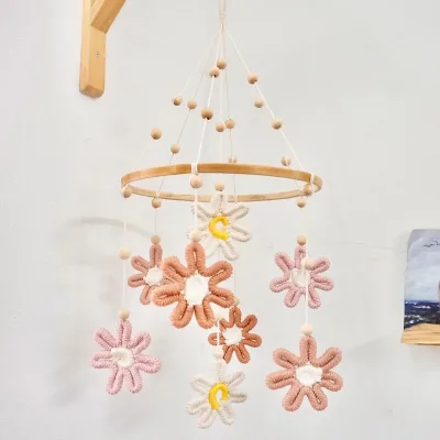 Handmade Rattan Hanging Crib Baby Mobiles Baby Sleeping Comfortable Hang Mobile Toys Kids Room Nursery Decoration