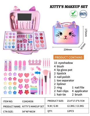 Wholesale Natural Stylish Kids Makeup Gift Box Beauty Toy Kit With Eyeshadow Blush Lip Gloss Nail Polish for Little Girls