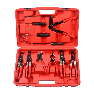 9PCS Hose Clamp Remover Kit Automotive Long Reach Hose Clamp Pliers for Removing Clamps on Car Cooling Systems and Hoses