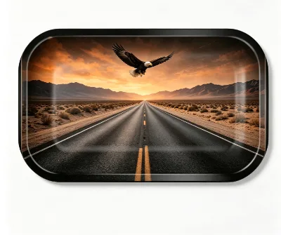 Custom logo Wholesale Rectangle Metal Rolling Tray 27x16cm with Magnetic Lid Eco-Friendly Cheap Serving Tray for Smok Shop