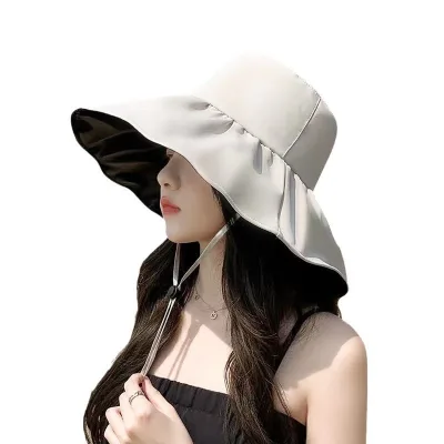 Summer Empty Top Wide Brim Sun Hat for Women Anti UV Sunscreen Bucket Hat Female Sun Protection Outdoor Beach Cap