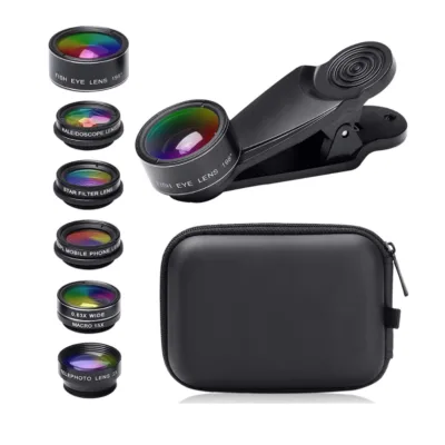 7 in 1 Clip-on High Quality Cell Phone Lenses Zoom 15x Macro Wide Angle Fish Eye Camera Mobile Phone Lens
