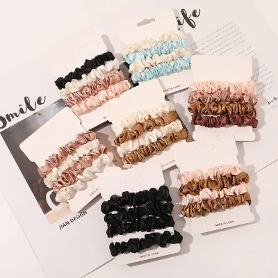 Satin Scrunchies and Thin Hair Ties Set High Elastic Ponytail Holders Minimalist Hair Accessories for Women Girls