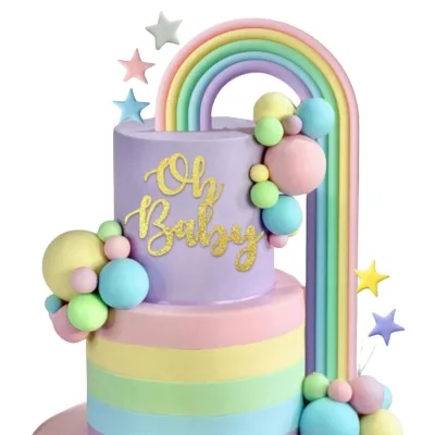 3D Polymer Clay Soft Pottery Rainbow Macaron Color Arch Birthday Party Cake Decoration
