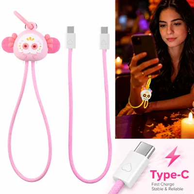 Creative Custom Axolotl Fast Charging Cable Wrist Strap Mexican Day of the Dead Skull Type C to Type C 60W Fast Charging Cable