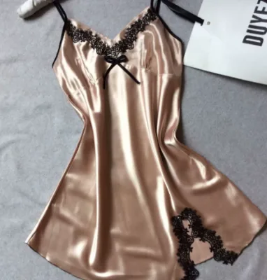 Hot Clearance Silk Nightdress Low Price Home Cloth Women Sexy Lingerie Nightgown Dress