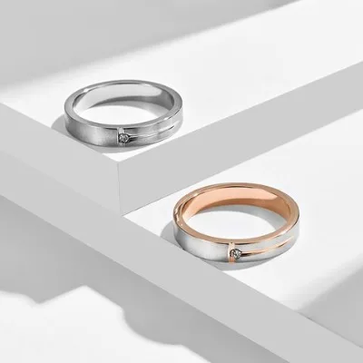Minimalist T-shaped matte diamond stainless steel trendy ring fashionable neutral and cool style hand decoration for couples rings