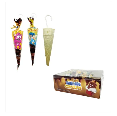 Halal Umbrella Shape Cone Biscuit Umbrella Chocolate Snack Chocolate Candy
