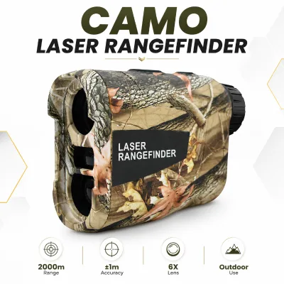 Portable Laser Hunting Rangefinder 1200m 1m Accuracy Type-C Rechargeable Battery Camouflage Color 6X Magnification Outdoor
