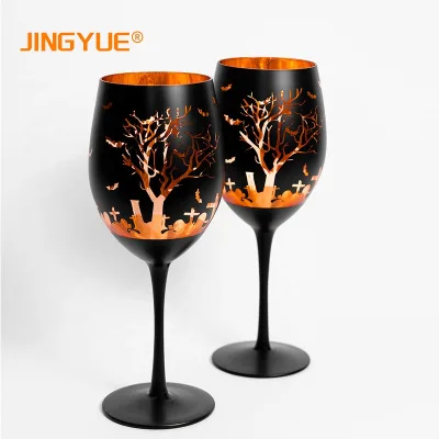 Decorated Wine Glass Drinking Set Crystal Halloween Christmas Party Glasses Colored Stemmed Wine Glass
