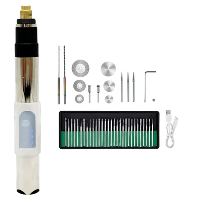 46-in-1 DIY USB Charging Wireless Mini Frosted Pen E301 Brushless Motor Variable Speed for Jewelry Wood Glass Carving Tools