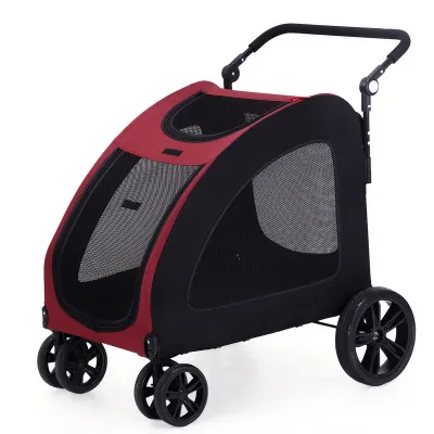 Large Pet Dog Stroller Pet Jogger Wagon Foldable Dog Cart with 4 Wheels Breathable Animal Trolley Stroller With Mesh Skylight