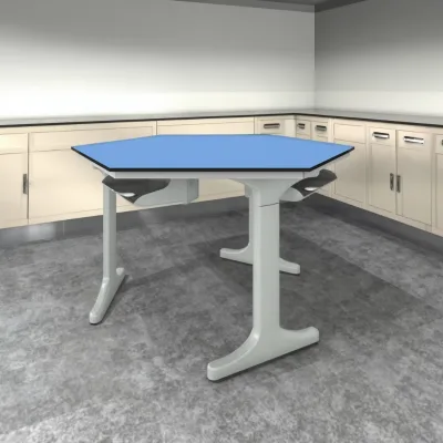Hot hexagon Shaped Aluminum alloy studentTable College University Furniture Laboratory Desk Manufacture