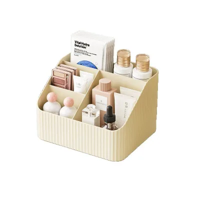Large-capacity PP Organizer Dormitory Vanity Desk Storage Box for Skincare Lipsticks with Divided Compartments