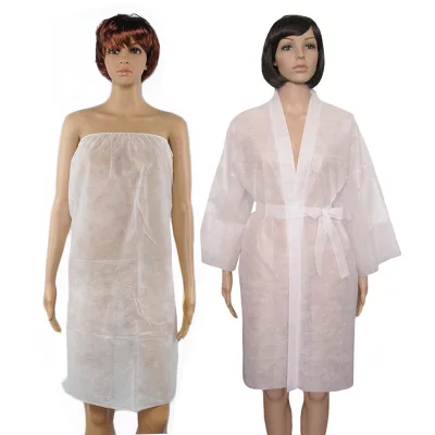 Professional Manufacturer White Disposable Paper Massage Suits Salon Gown Bathrobe for Beauty Center