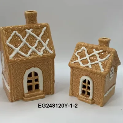 Dream  Gingerbread House Cookie House Creative Ceramic Ornament  LED Light for Home Decoration  Factory Christmas Figurine Toy