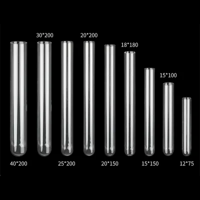 1 - 100mm custom size flared mouth tapered or truncated mouth transparent or colored laboratory glass test tube
