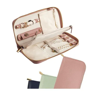 Hot Sale Customized logo 12*24.5cm Zipper Ring Necklace Jewelry Bag Earring Storage Packaging Jewelry Bag Non-leather