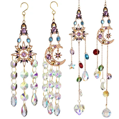Home Decoration Pendant Colored Diamond Sun Moon Star Love Sun Catcher Crystal Wind Chime
