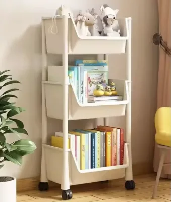 Wholesale Multi-Layer Mobile Bookshelf Home Kitchen Fruit Vegetable Rack Living Room Storage Snack Floor Basket Rack Storage