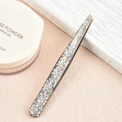 Customized Logo Diagonal Eyebrow Tweezers Kit Stainless Steel Slanted Eyebrow Tweezers for Facial Tools Beauty