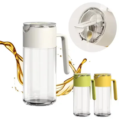 Large Capacity 550ml Auto Flip Glass Oil Dispenser Kitchen Glass Bottle for Edible Oil Vinegar Sauce and Olive Oil