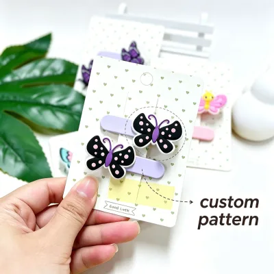 Direct Factory Custom Design & Custom Card Hair Clips Assorted Floral Design Personalized Pvc Hair Clips