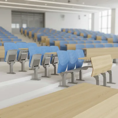 The Stepped Classroom Table and Chair Are Wide and Comfortable, and the Plastic Seat Back Panel