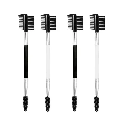 Double Ended Eyebrow Brush Eyelash Brush 2 in 1 Professional Makeup Brush Eyelash Spiral Diagonal Corner Brush