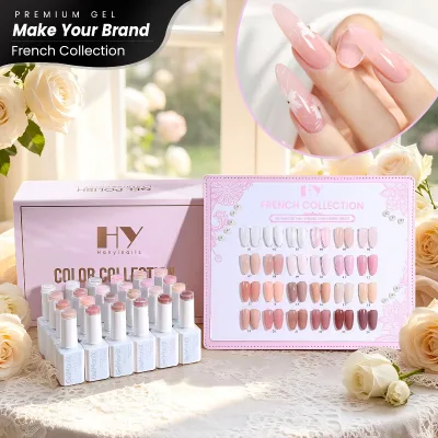 Hanyi Natural Vegan OEM Private Label 24 Shades 18ml Per Bottle French Nude Gel Polish Collection Soak Off UV LED Nail Art Gel