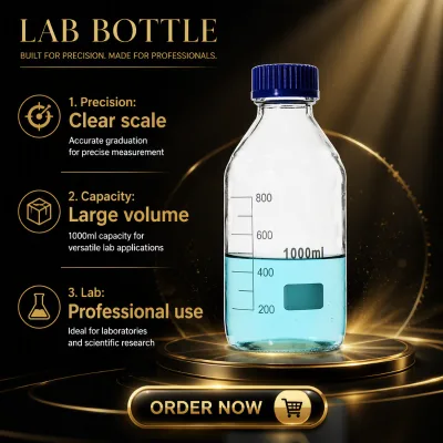 Lab Chemical 1000ml Cylindrical Glass Reagent Bottles HDPE PP Blue Screw Cap Customizable OEM/ODM