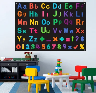 Wall Hanging DIY Felt Board Preschool Colorful Letter Math Symbols Sensory Story Board for Toddlers and Kids
