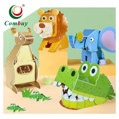 Cardboard AnimalDIY Assemble Game Children Puzzle 3d Paper Model